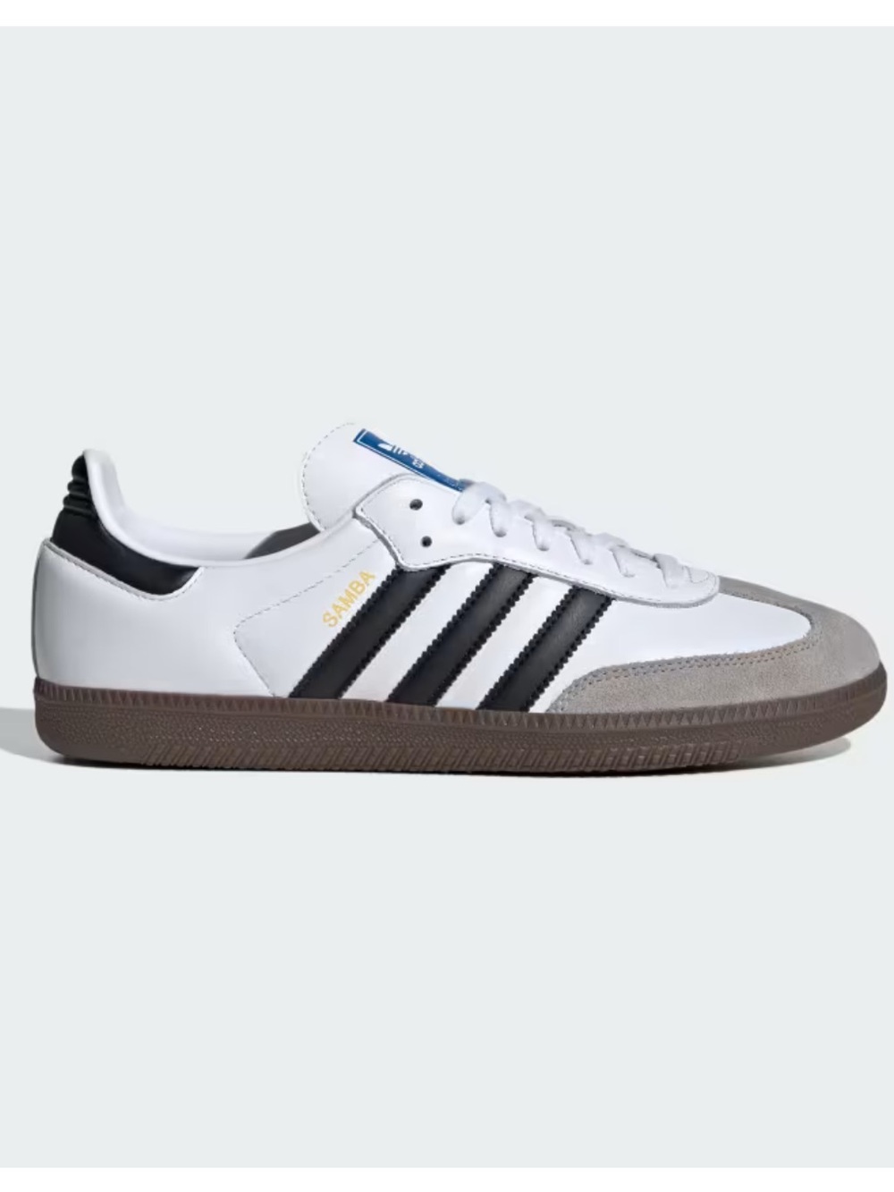 adidas White Sneakers with Black Stripes and Gray Toe